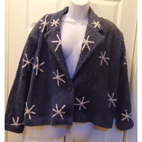 Painted Pony Women's M   Jacket/Sweater - Snowflakes and Reindeer Vtg. 90's - Picture 1 of 10